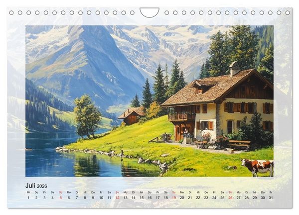 Produktbild: Zauber der Berge. Malerische Naturwunder in &Ouml;loptik (Wandkalender 2026 DIN A4 quer), CALVENDO Monatskalender