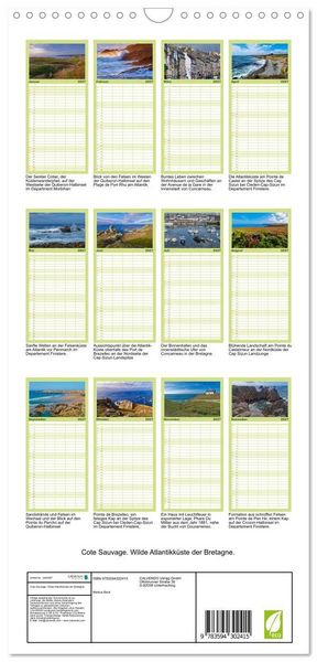 Produktbild: Familienplaner 2027 - Cote Sauvage. Wilde Atlantikk&uuml;ste der Bretagne. mit 5 Spalten (Wandkalender, 21 x 45 cm) CALVENDO