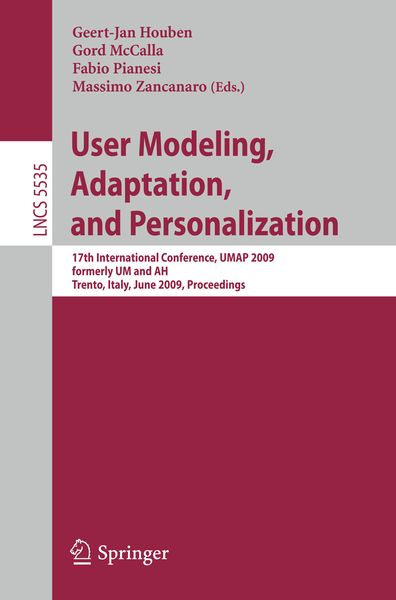Produktbild: User Modeling, Adaptation, and Personalization