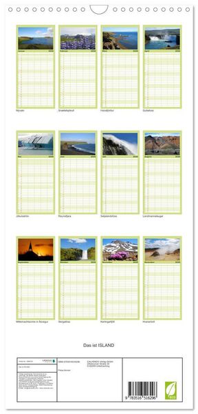 Produktbild: Familienplaner 2026 - Das ist ISLAND mit 5 Spalten (Wandkalender, 21 x 45 cm) CALVENDO