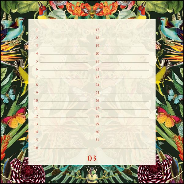 Produktbild: Immerw&auml;hrender Geburtstagskalender floral &ndash; Archive by Portico Designs &ndash; Quadrat-Format 24 x 24 cm