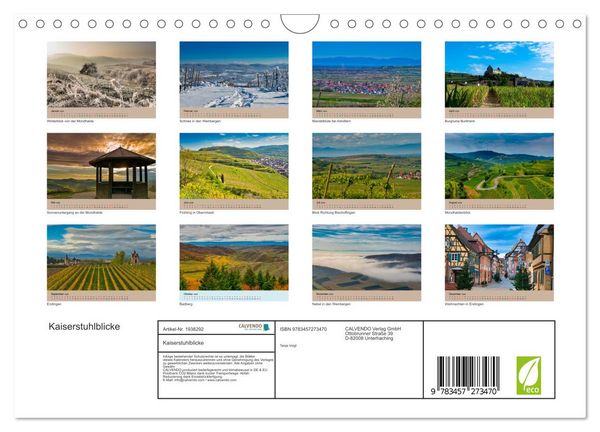 Produktbild: Kaiserstuhlblicke (Wandkalender 2026 DIN A4 quer), CALVENDO Monatskalender