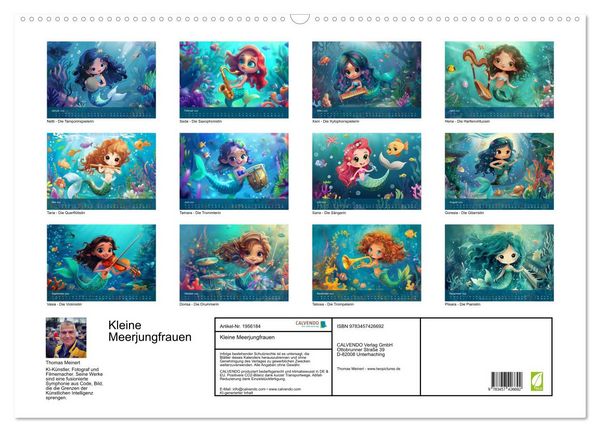 Produktbild: Kleine Meerjungfrauen (Wandkalender 2026 DIN A2 quer), CALVENDO Monatskalender