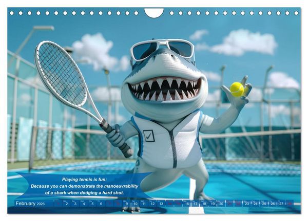 Produktbild: Funny animals as tennis players (Wall Calendar 2026 DIN A4 landscape), CALVENDO 12 Month Wall Calendar