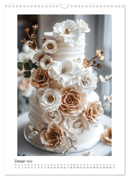 Produktbild: Hochzeitstorten - Verf&uuml;hrerische Kreationen mit einer KI in Szene gesetzt (Wandkalender 2026 DIN A3 hoch), CALVENDO Monatskalender
