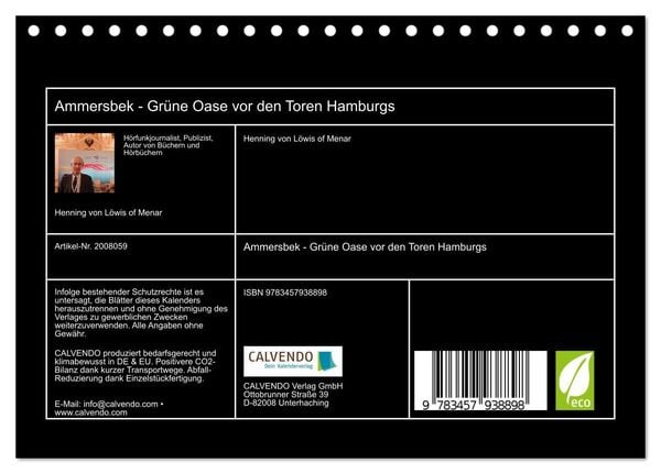 Produktbild: Ammersbek - Gr&uuml;ne Oase vor den Toren Hamburgs (Tischkalender 2026 DIN A5 quer), CALVENDO Monatskalender