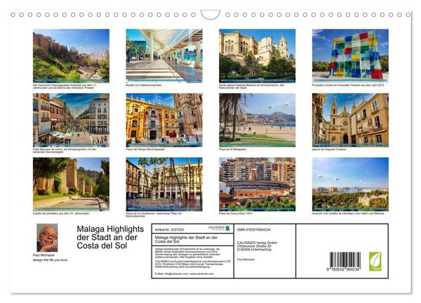 Produktbild: Malaga Highlights der Stadt an der Costa del Sol (Wandkalender 2027 DIN A3 quer), CALVENDO Monatskalender