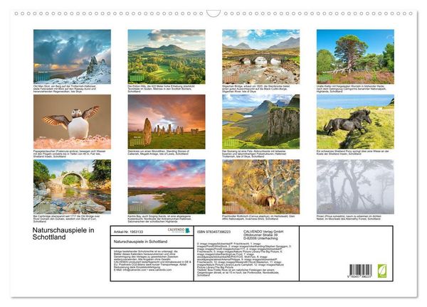 Produktbild: Naturschauspiele in Schottland (Wandkalender 2026 DIN A2 quer), CALVENDO Monatskalender