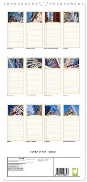 Produktbild: Familienplaner 2026 - Frankfurt am Main - Fassaden mit 5 Spalten (Wandkalender, 21 x 45 cm) CALVENDO