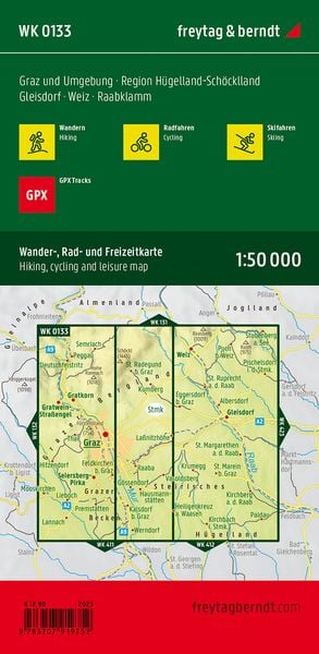 Produktbild: freytag & berndt Wanderkarte WK 0133 Graz und Umgebung, Region H&uuml;gelland-Sch&ouml;cklland - Gleisdorf - Weiz - Raabklamm 1:50.000