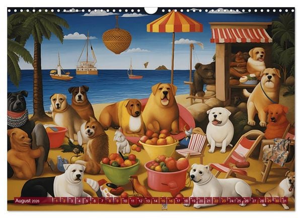 Produktbild: Boteros Hunde - Kunstvoller Kalender im Stile des Boterismo (Wandkalender 2026 DIN A3 quer), CALVENDO Monatskalender