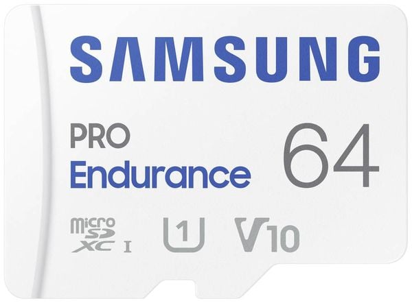 Samsung PRO Endurance microSDXC-Karte 64 GB Class 10, UHS-Class 1 4K-Videounterstützung, inkl. SD-Adapter, stoßsicher