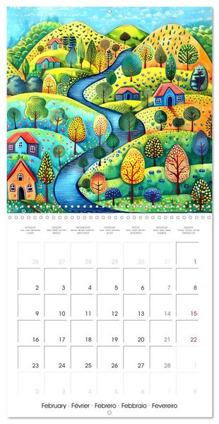Produktbild: Naive Colorful Journey (Wall Calendar 2026 12 &times; 12 Inch) CALVENDO 12 Month Wall Calendar