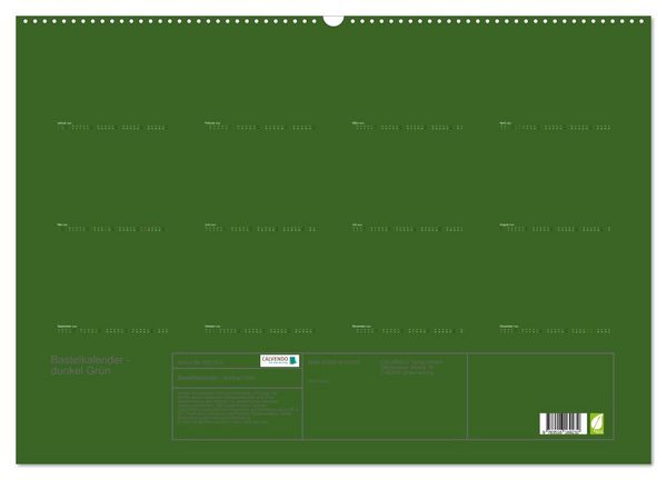 Produktbild: Bastelkalender - dunkel Gr&uuml;n (Wandkalender 2026 DIN A2 quer), CALVENDO Monatskalender