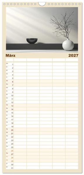 Produktbild: Familienplaner 2027 - Zen mit 5 Spalten (Wandkalender, 21 x 45 cm) CALVENDO