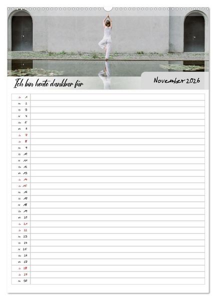 Produktbild: Ich bin dankbar - ein Jahr voller Yoga und Achtsamkeit - Yoga Kalender (hochwertiger Premium Wandkalender 2026 DIN A2 hoch), Kunstdruck in Hochglanz