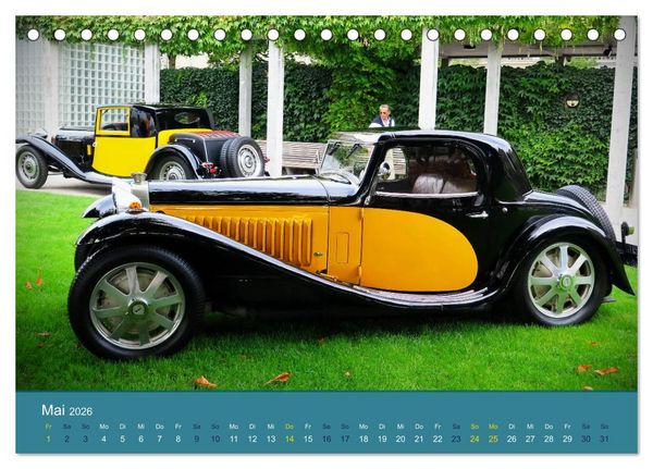 Produktbild: Bugatti - fahrende Kunstwerke (Tischkalender 2026 DIN A5 quer), CALVENDO Monatskalender