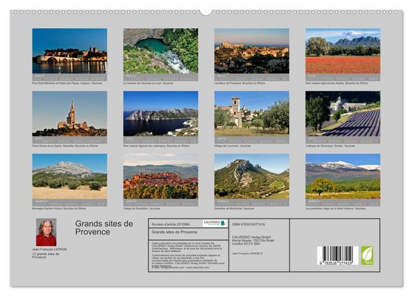 Produktbild: Grands sites de Provence (Calendrier mural 2026 DIN A2 vertical) calendrier de bureau