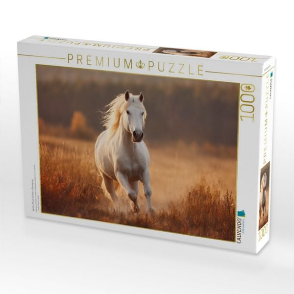 Produktbild: CALVENDO Puzzle Wei&szlig;es Pferd, Freiheit in Bewegung | 1000 Teile Lege-Gr&ouml;&szlig;e 64x48cm Foto-Puzzle f&uuml;r gl&uuml;ckliche Stunden