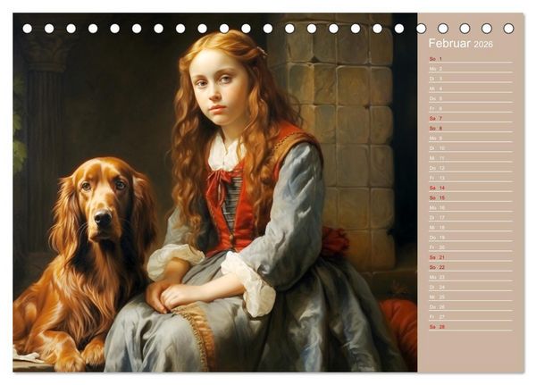 Produktbild: Dame mit Hund (Tischkalender 2026 DIN A5 quer), CALVENDO Monatskalender