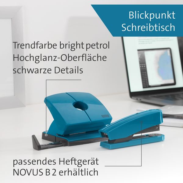 Produktbild: Novus Office 025-0654 B&uuml;rolocher B 220 COLOR ID 2.0 Petrol 20 Bl. (80 g/m&sup2;)
