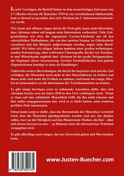 Produktbild: Die bevorstehende Inkarnation Ahrimans - 2030 ???