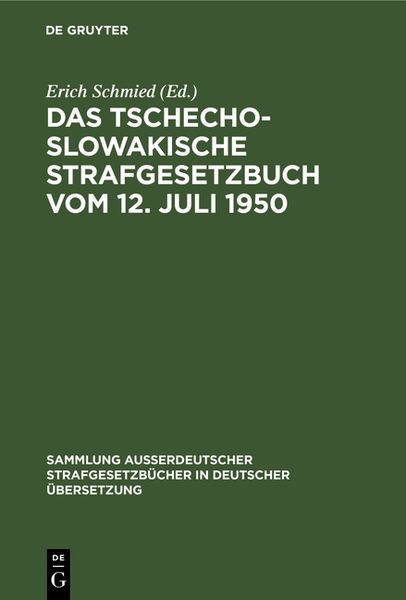 Produktbild: Das tschechoslowakische Strafgesetzbuch vom 12. Juli 1950
