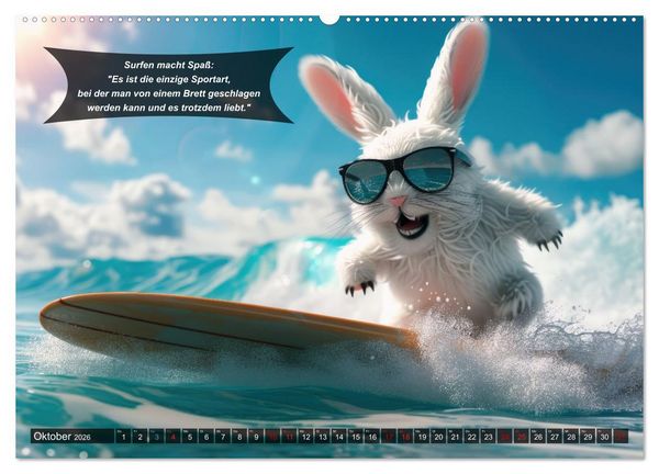 Produktbild: Der tierisch lustige Surfkalender (hochwertiger Premium Wandkalender 2026 DIN A2 quer), Kunstdruck in Hochglanz