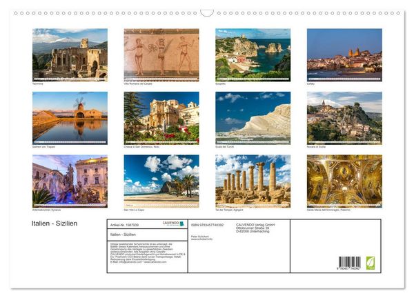Produktbild: Italien - Sizilien (Wandkalender 2026 DIN A2 quer), CALVENDO Monatskalender