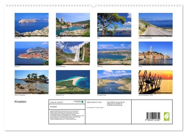 Produktbild: Kroatien (hochwertiger Premium Wandkalender 2026 DIN A2 quer), Kunstdruck in Hochglanz