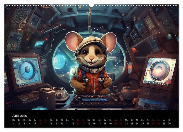Produktbild: M&auml;use im All (Wandkalender 2026 DIN A2 quer), CALVENDO Monatskalender