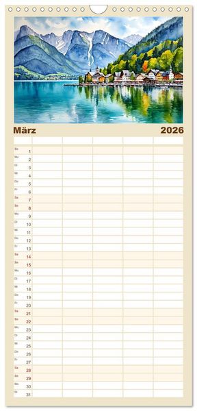 Produktbild: Familienplaner 2026 - &Ouml;sterreich - Idylle in den Alpen mit 5 Spalten (Wandkalender, 21 x 45 cm) CALVENDO
