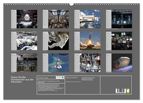 Produktbild: Space Shuttle. Impressionen aus der Raumfahrt (Wandkalender 2026 DIN A2 quer), CALVENDO Monatskalender