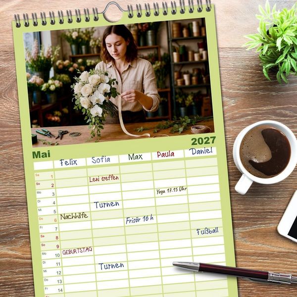 Produktbild: Familienplaner 2027 - Floristen und ihr Handwerk mit 5 Spalten (Wandkalender, 21 x 45 cm) CALVENDO