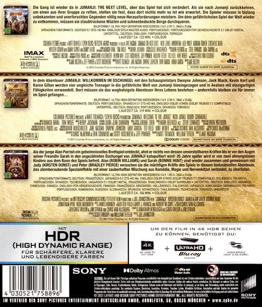Produktbild: Jumanji 1-3 (3 4K Ultra HDs)