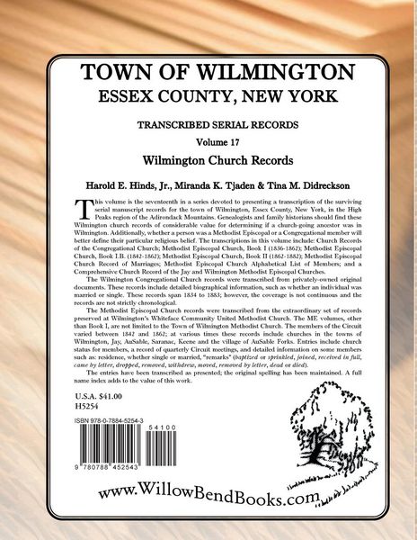 Produktbild: Town of Wilmington, Essex County, New York, Transcribed Serial Records, Volume 17