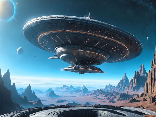 Produktbild: CALVENDO Puzzle Untertasse bei der Landung auf einem Alien-Planeten | 1000 Teile Lege-Gr&ouml;&szlig;e 64x48cm Foto-Puzzle f&uuml;r gl&uuml;ckliche Stunden