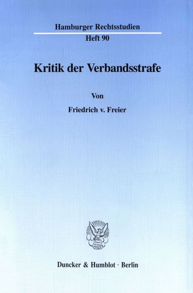 Produktbild: Kritik der Verbandsstrafe.