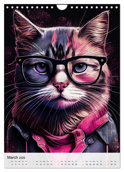 Produktbild: Hipster Cats (Wall Calendar 2026 DIN A4 portrait), CALVENDO 12 Month Wall Calendar