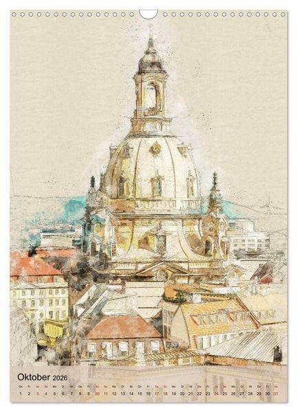 Produktbild: Dresden wie gemalt (Wandkalender 2026 DIN A3 hoch), CALVENDO Monatskalender