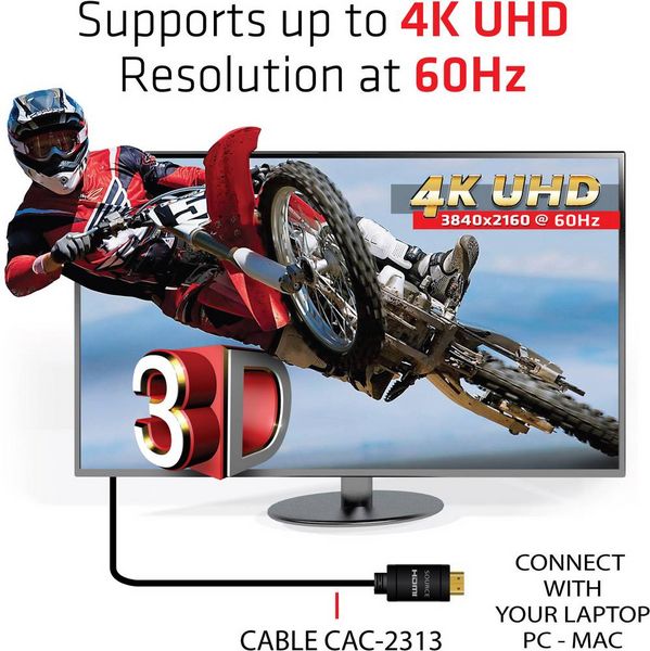 Produktbild: club3D HDMI Anschlusskabel HDMI-A Stecker, HDMI-A Stecker 10.00 m Schwarz CAC-2313 4K UHD, Flammwidrig HDMI-Kabel