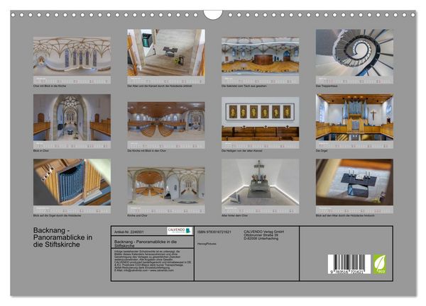 Produktbild: Backnang - Panoramablicke in die Stiftskirche (Wandkalender 2026 DIN A3 quer), CALVENDO Monatskalender