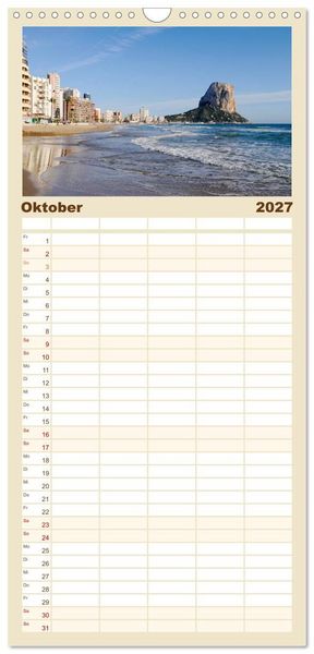 Produktbild: Familienplaner 2027 - Costa Blanca - Spaniens wei&szlig;e K&uuml;ste mit 5 Spalten (Wandkalender, 21 x 45 cm) CALVENDO