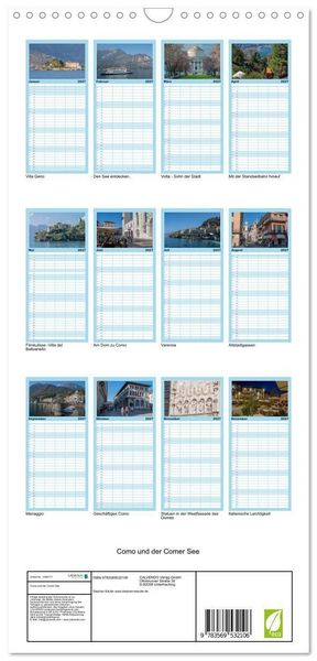 Produktbild: Familienplaner 2027 - Como und der Comer See mit 5 Spalten (Wandkalender, 21 x 45 cm) CALVENDO