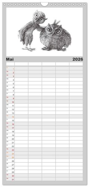 Produktbild: Familienplaner 2026 - TIERONISCH mit 5 Spalten (Wandkalender, 21 x 45 cm) CALVENDO