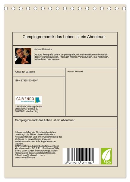 Produktbild: Campingromantik das Leben ist ein Abenteuer (Tischkalender 2026 DIN A5 hoch), CALVENDO Monatskalender