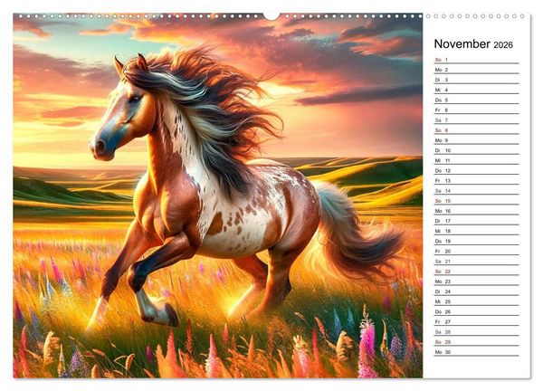 Produktbild: Pferde - die Sch&ouml;nheit edler Pferderassen (hochwertiger Premium Wandkalender 2026 DIN A2 quer), Kunstdruck in Hochglanz