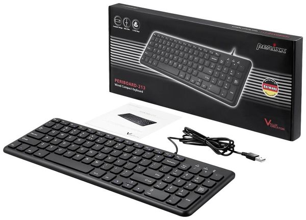 Produktbild: Perixx PERIBOARD-213 DE B USB Tastatur Deutsch, QWERTZ Schwarz