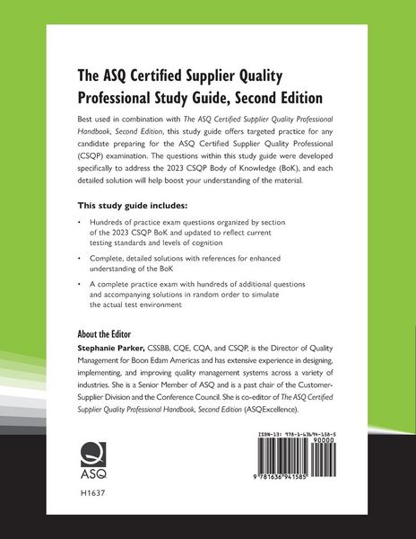 Produktbild: The ASQ Certified Supplier Quality Professional Study Guide