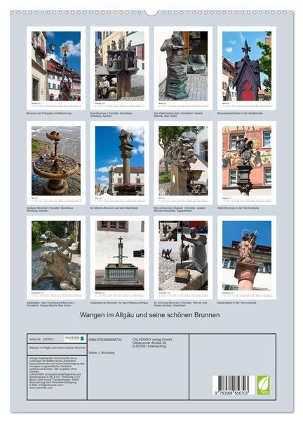 Produktbild: Wangen im Allg&auml;u und seine sch&ouml;nen Brunnen (hochwertiger Premium Wandkalender 2027 DIN A2 hoch), Kunstdruck in Hochglanz